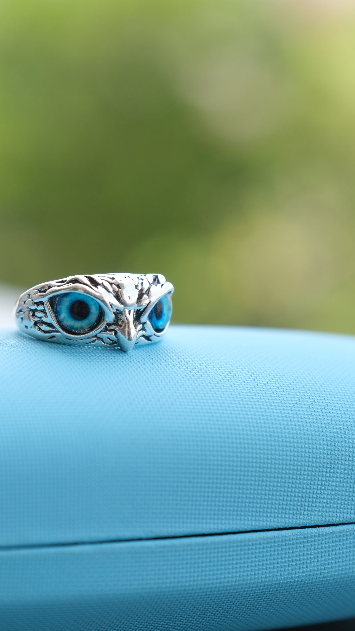 Owl Blue eye ring