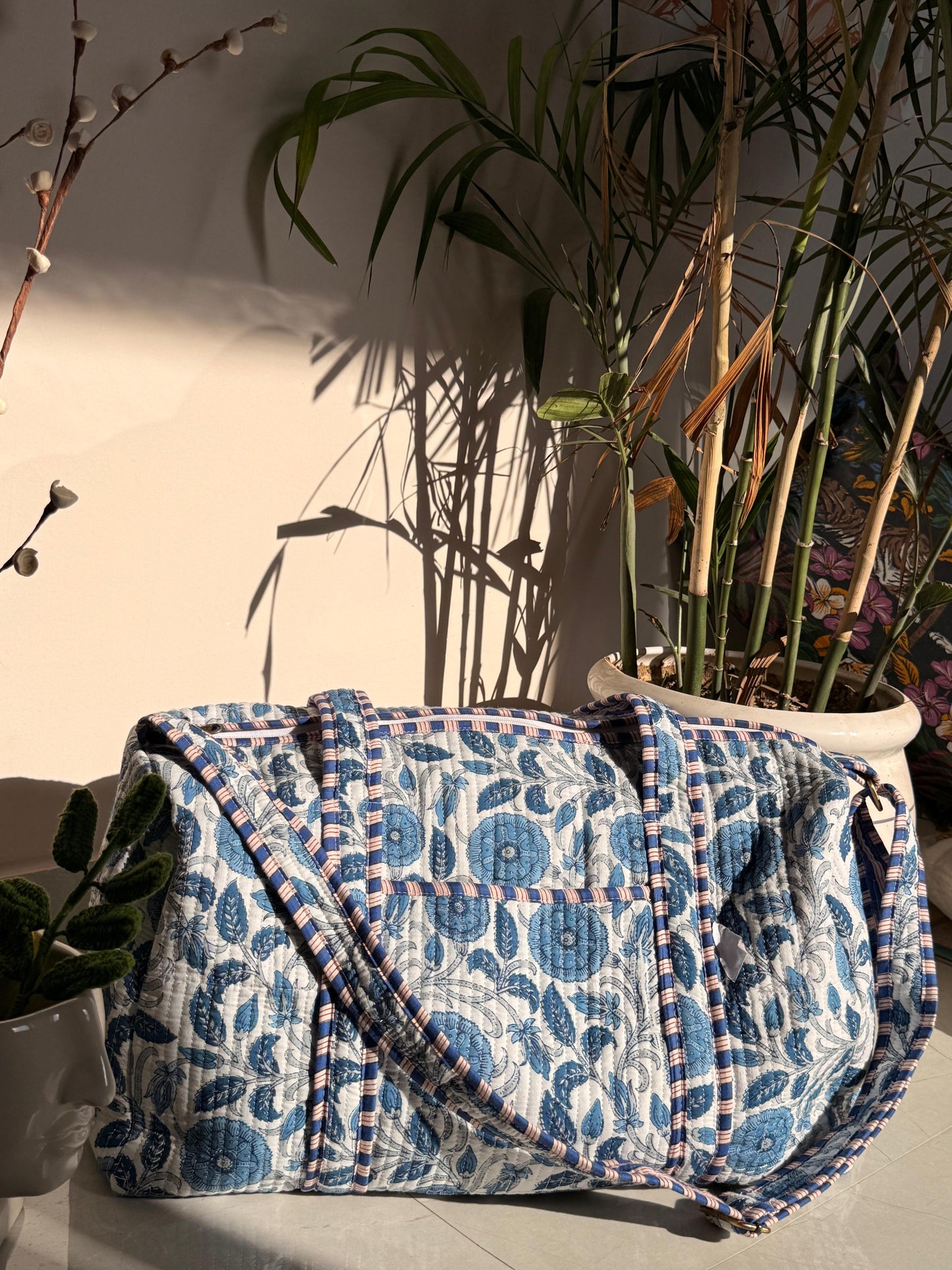 Indian Patchworked Floral Quilted Duffle Bag - 2 (XL)