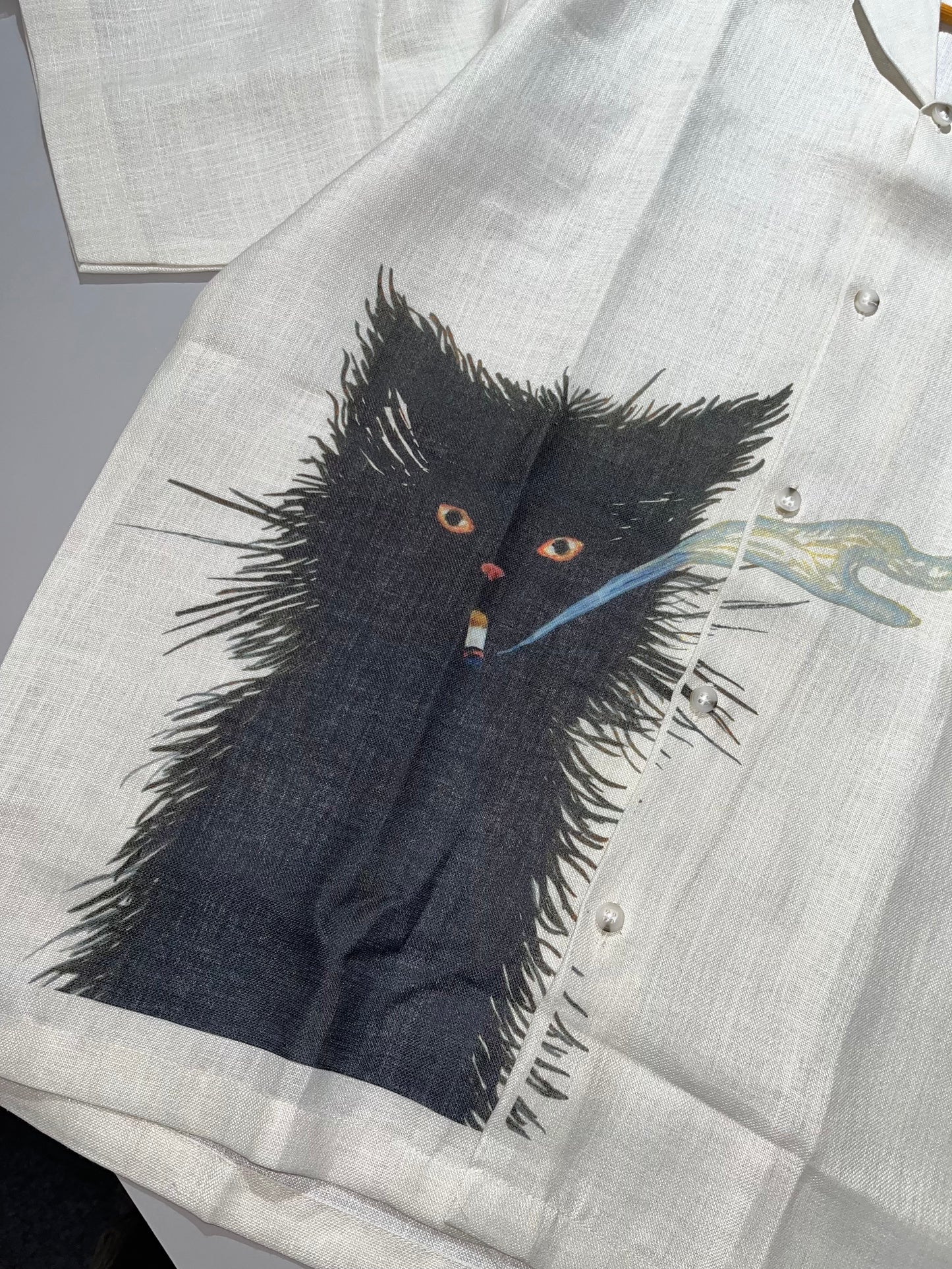 Y2K CAT SMOKING SHIRT
