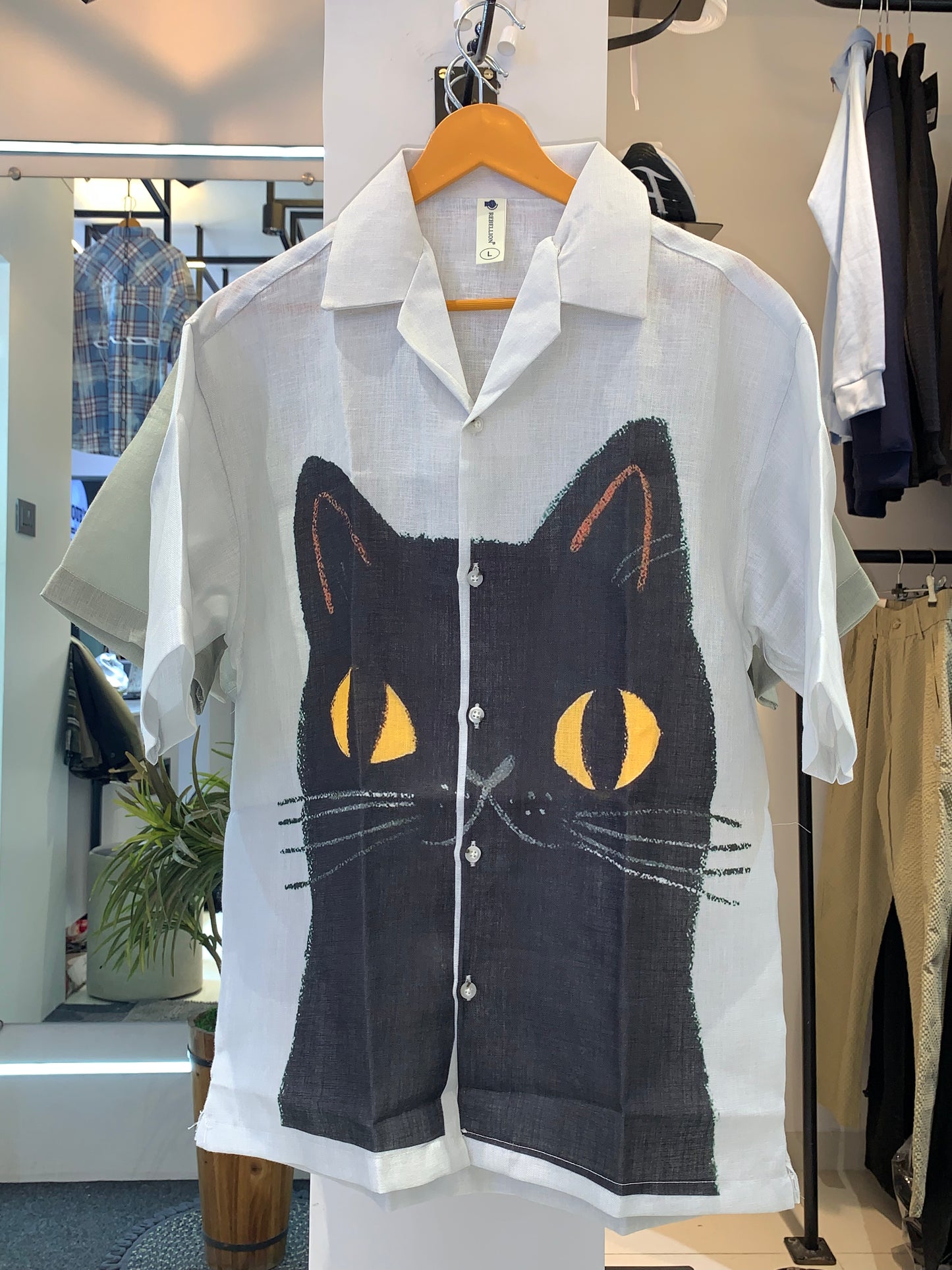 Y2K CAT OVERALL PRINT SHIRT