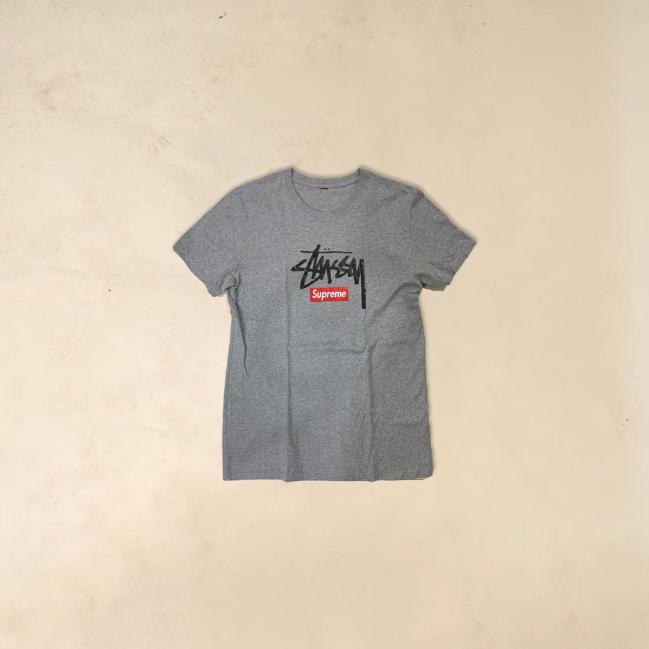 Stussy x supreme Grey bootleg tee