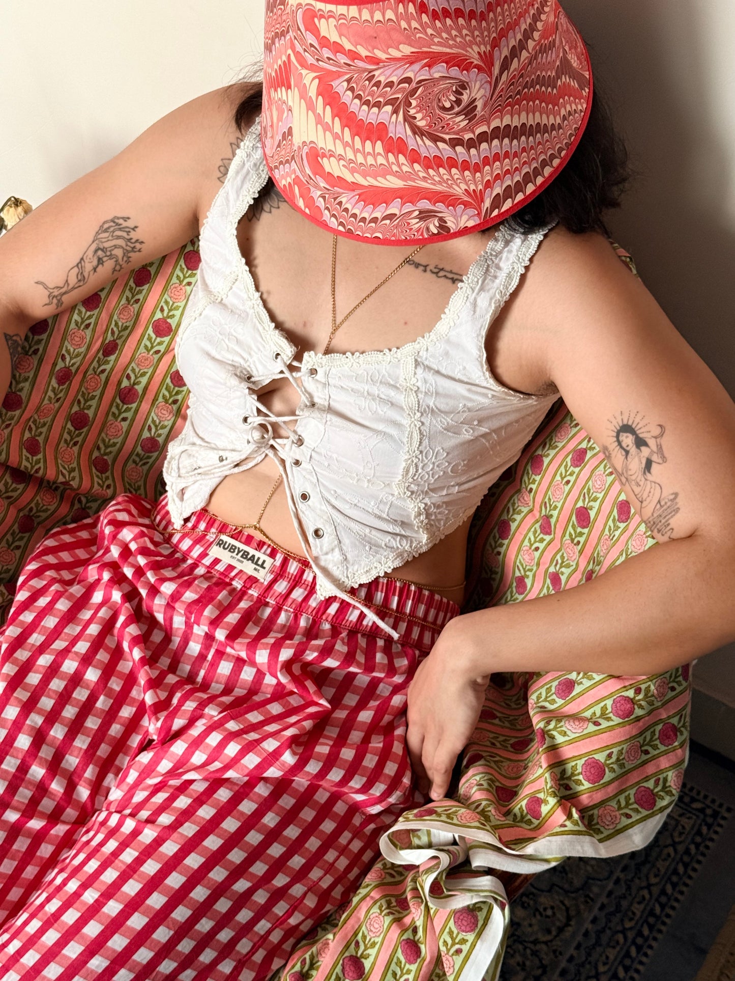 90's Styled checked pattern pants