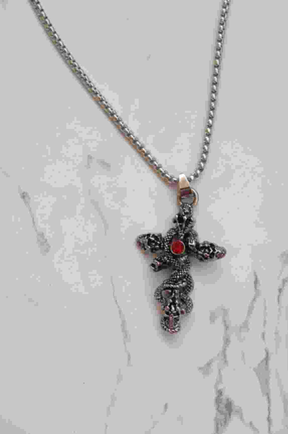 Gothic Cross With Red Stone