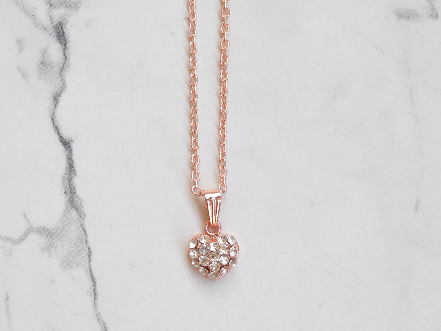 Rose Gold Iced Out Mini Heart Neckpiece