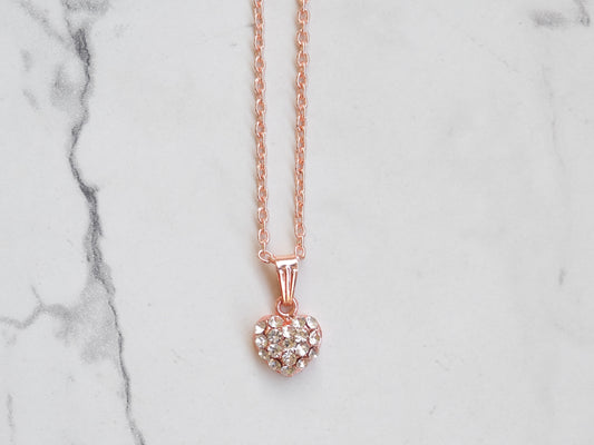 Rose Gold Iced Out Mini Heart Neckpiece