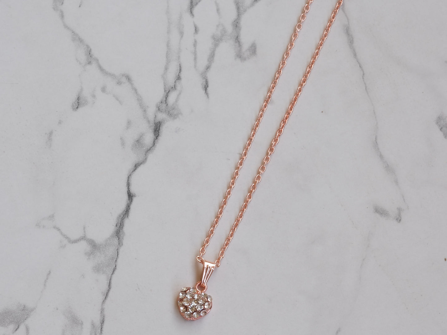 Rose Gold Iced Out Mini Heart Neckpiece