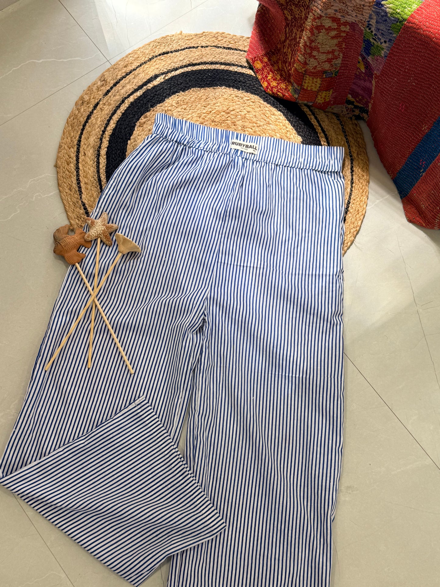 Blue striped pants (Pintrest trendy) (size chart in description)