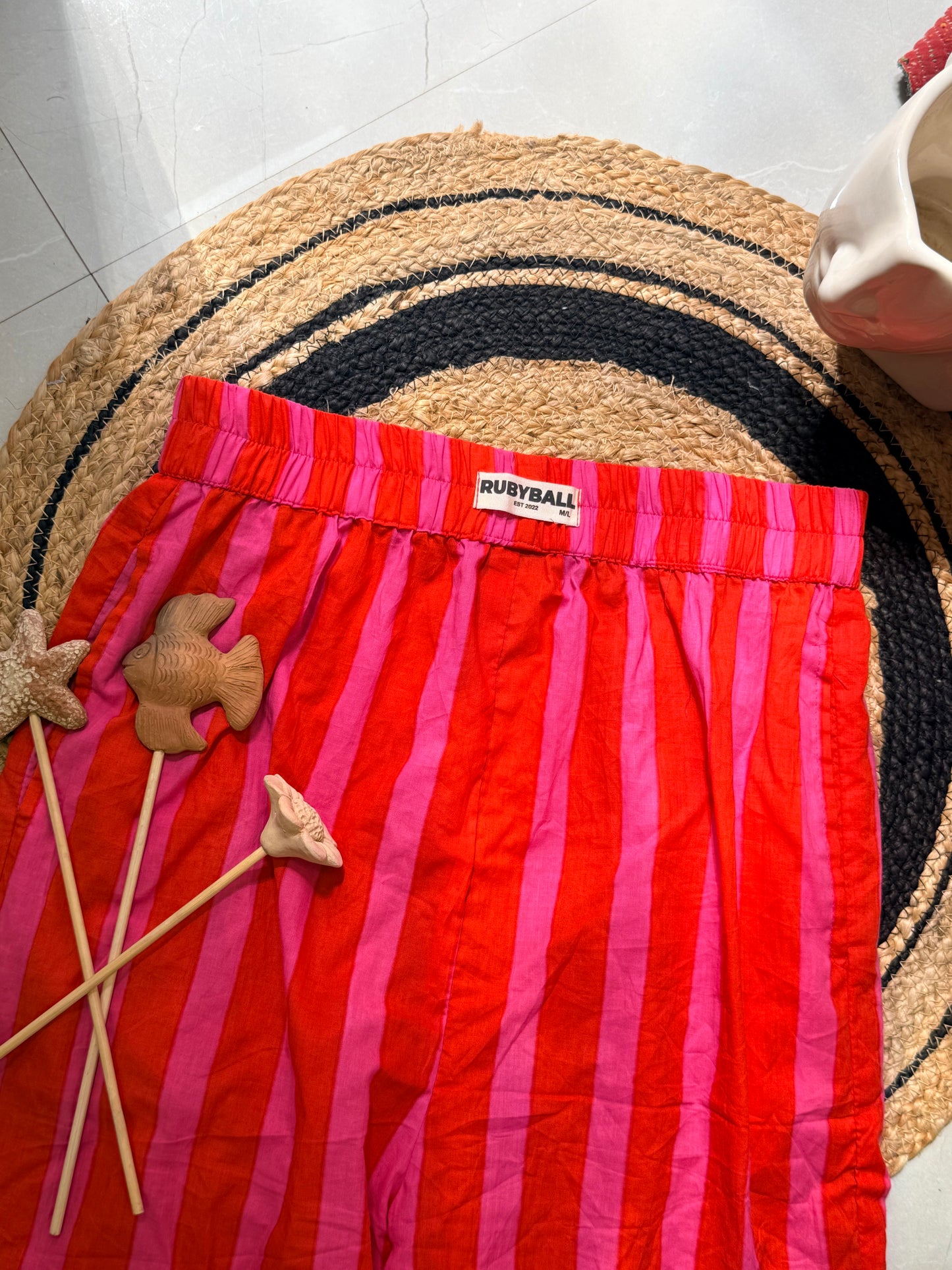 Pintresty Pink and orange striped pants (size chart in description)
