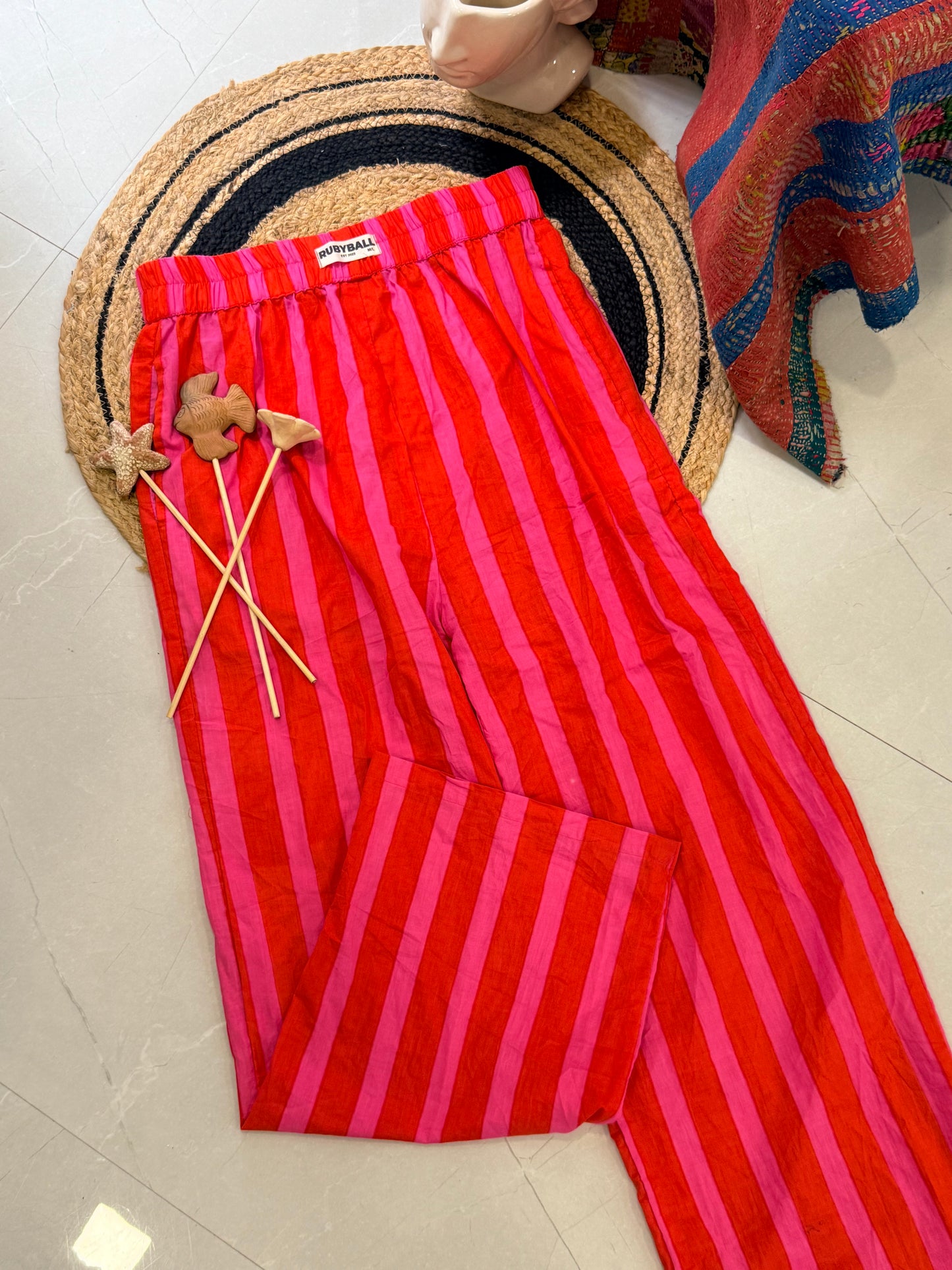 Pintresty Pink and orange striped pants (size chart in description)