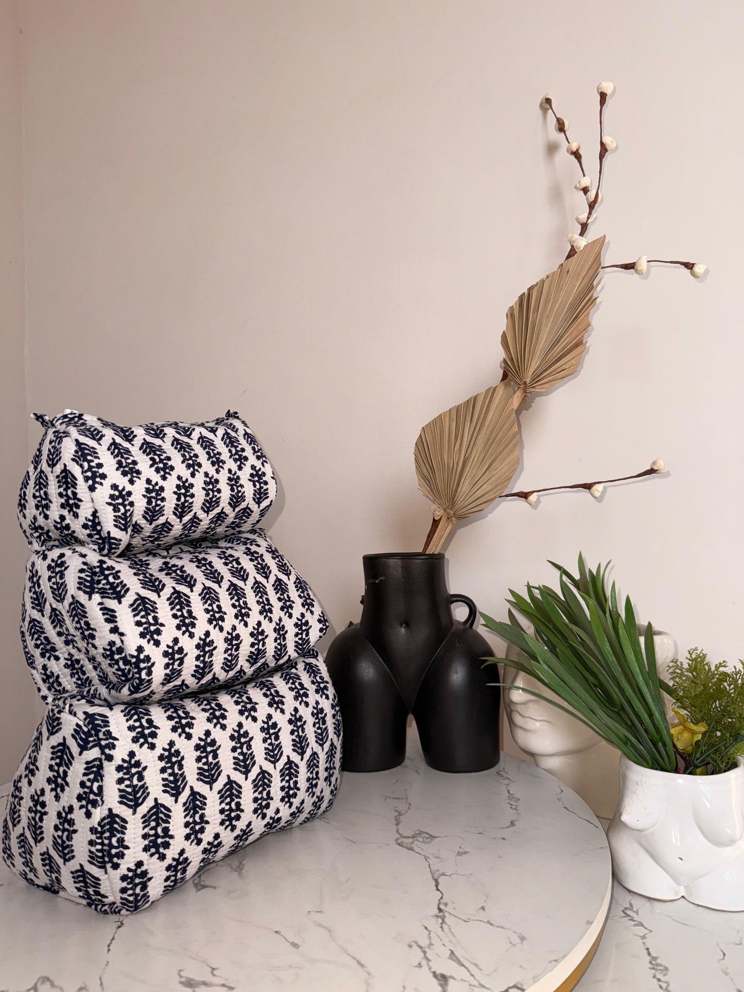 Blockprinted Boho set of 3 gifting pouch ,Toiletary ,Cosmetic bag