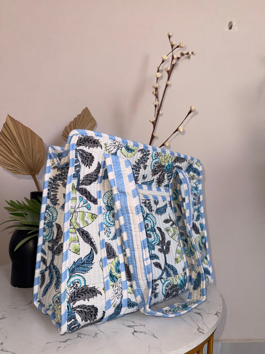 Indian Patchworked Floral Quilted small tote - 5