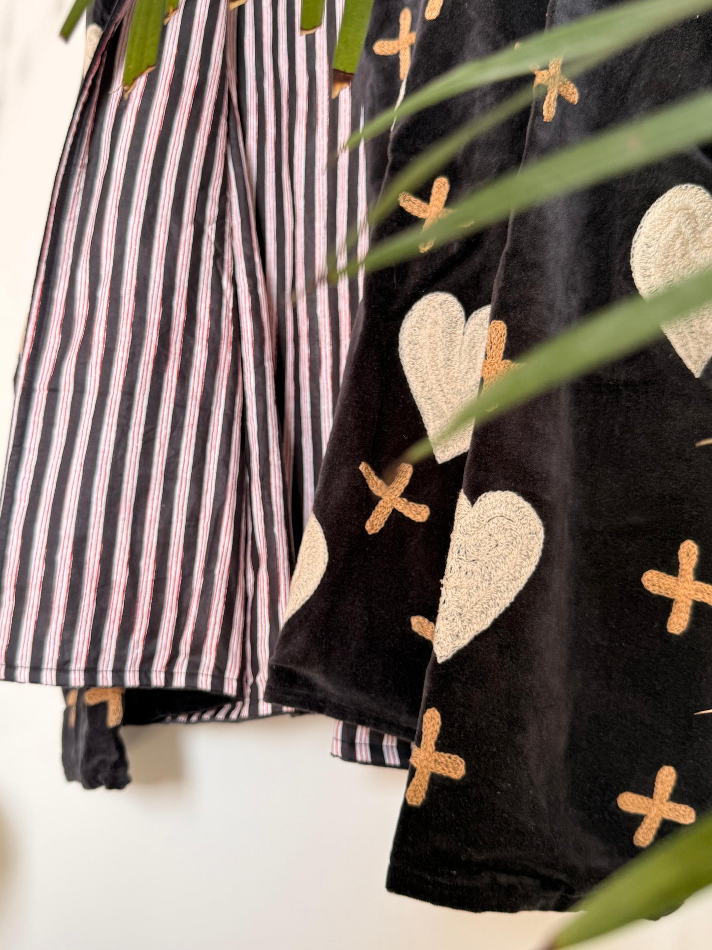 Velvet Kantha Hearts Embroidery Pintresty Patchworked Jacket