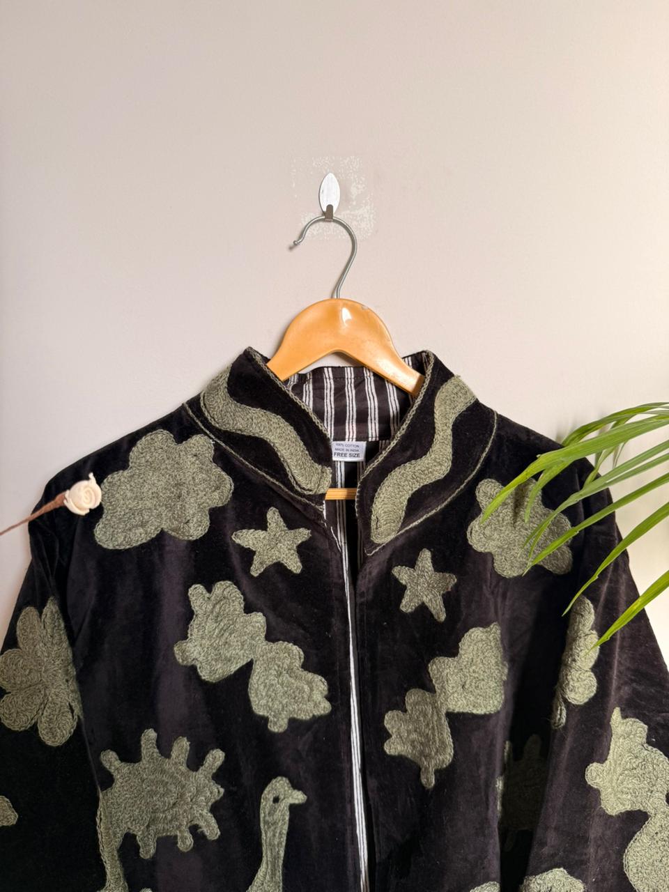 Velvet Kantha Pintresty Patchworked Embroidery Jacket