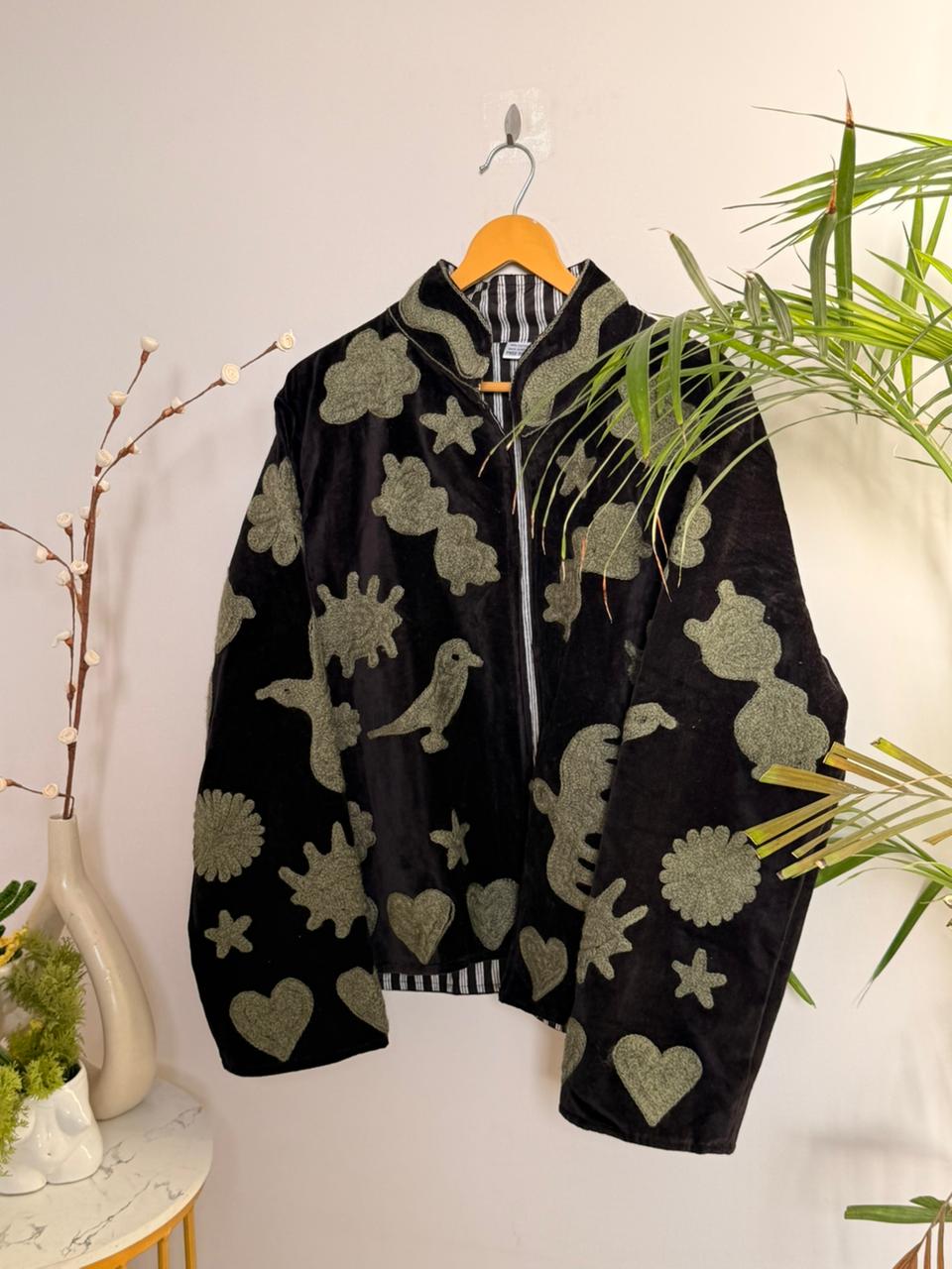 Velvet Kantha Pintresty Patchworked Embroidery Jacket