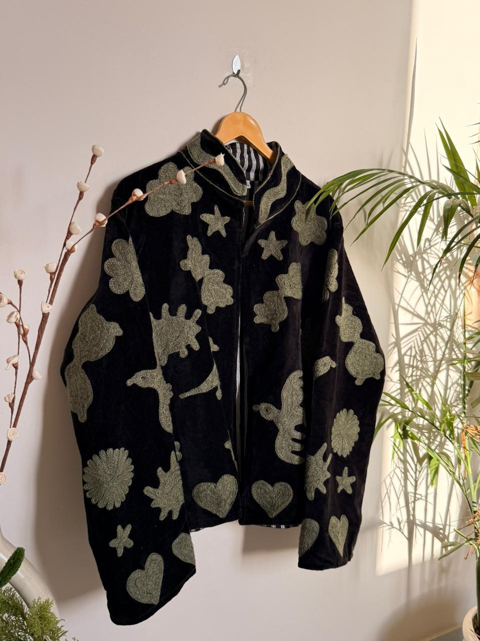 Velvet Kantha Pintresty Patchworked Embroidery Jacket