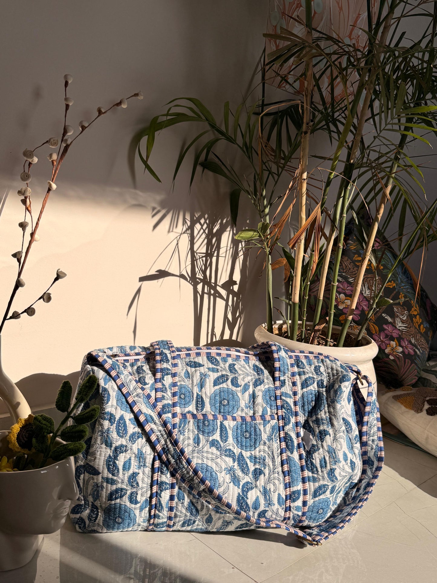 Indian Patchworked Floral Quilted Duffle Bag - 2 (XL)