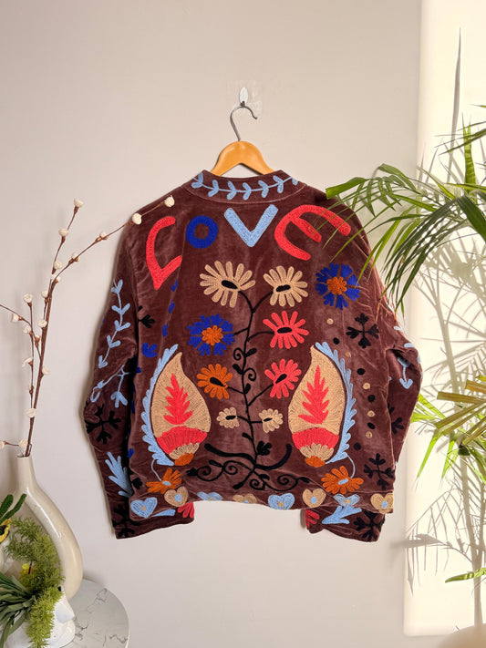 Velvet Kantha Love Patchworked Embroided Jacket