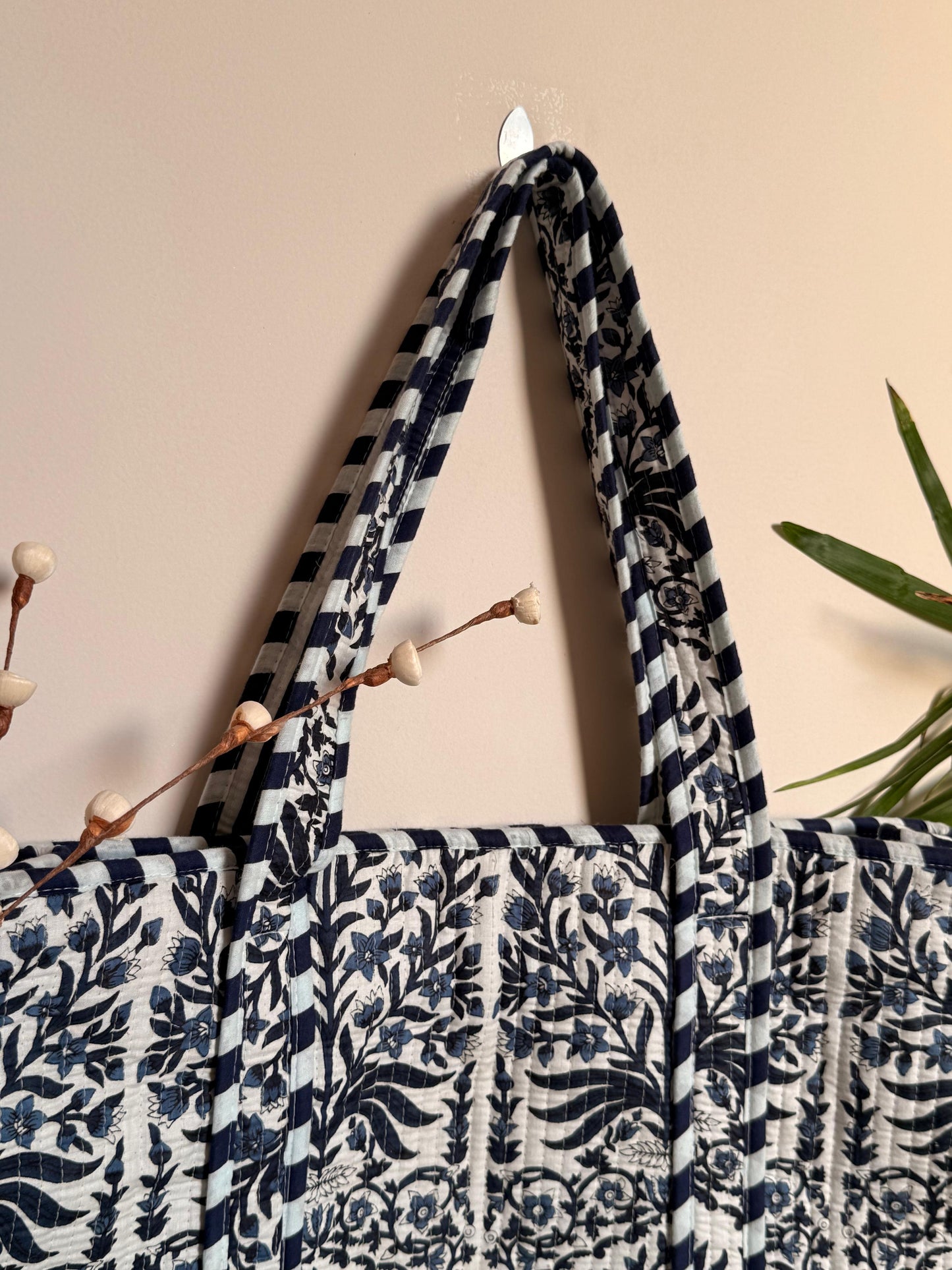 Indian Patchworked Floral Quilted large tote - 4