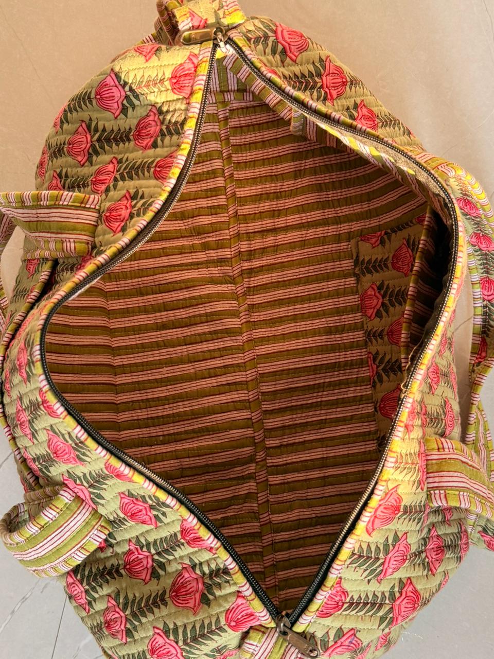 Indian Patchworked Floral Quilted Duffle Bag (XL)