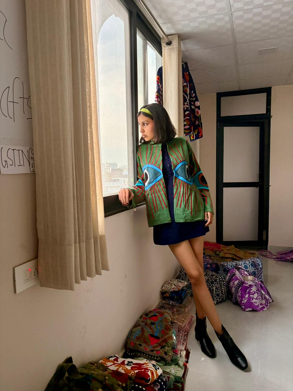 Velvet Kantha Evil Eye Patchworked Jacket