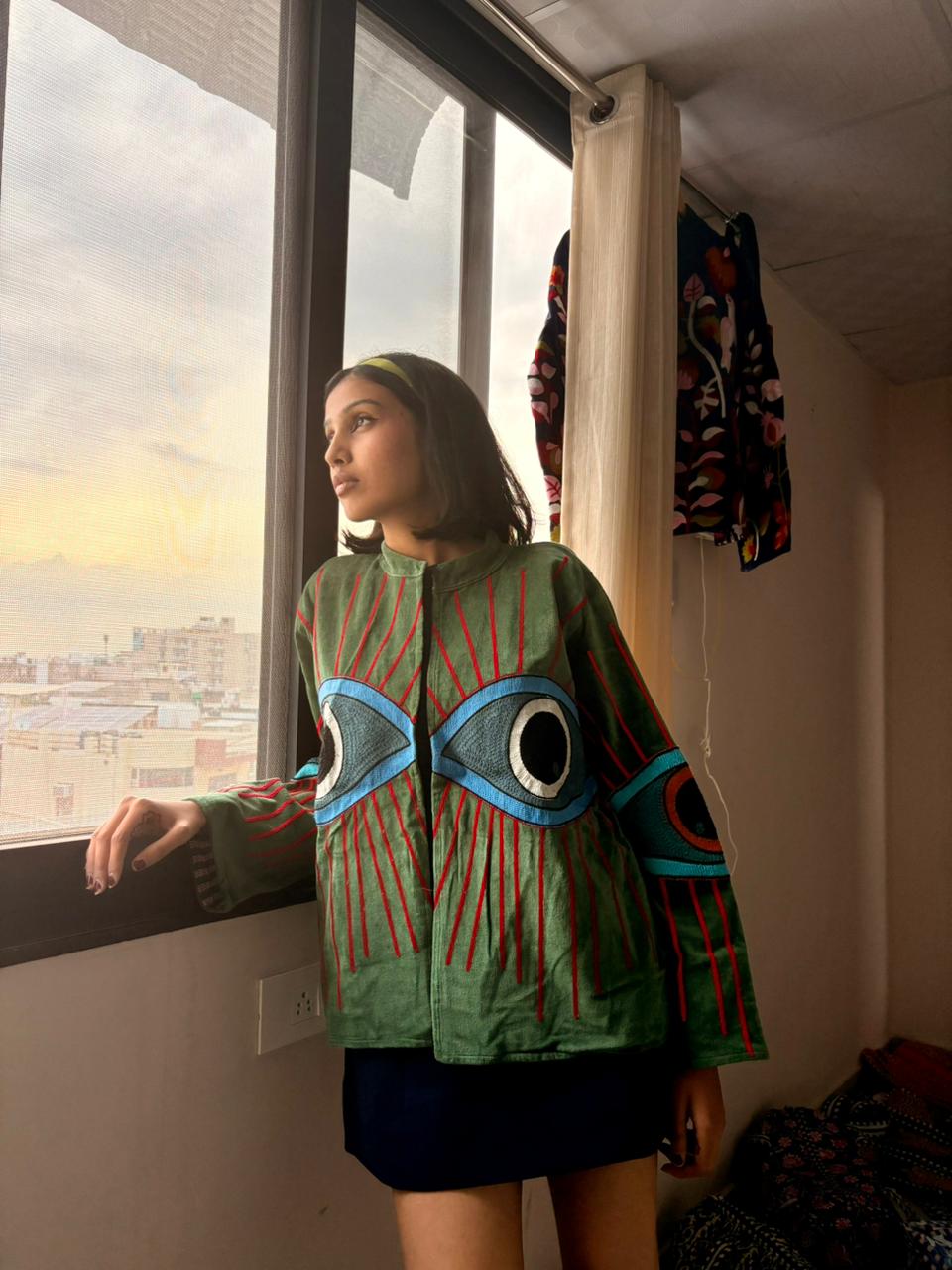 Velvet Kantha Evil Eye Patchworked Jacket