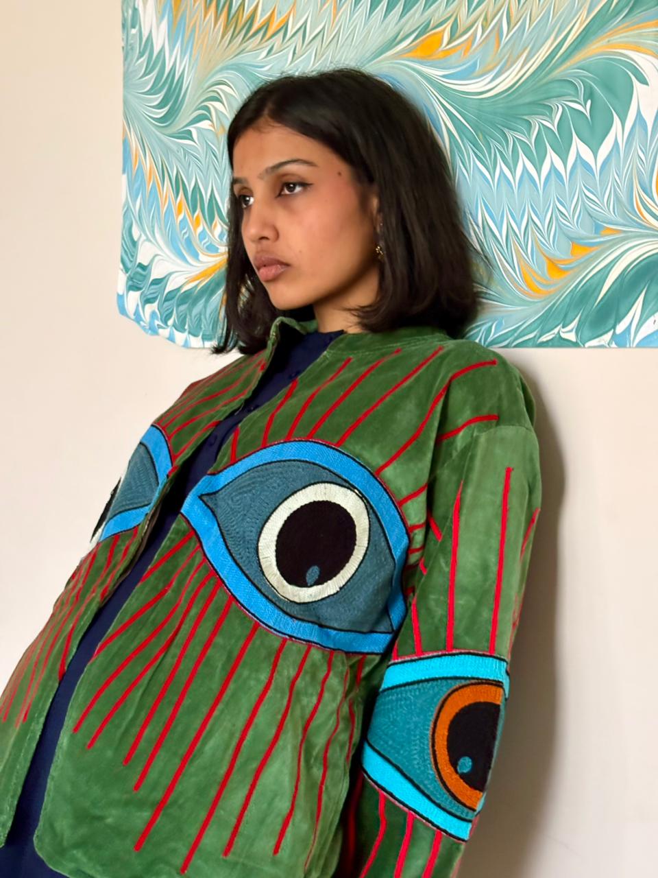 Velvet Kantha Evil Eye Patchworked Jacket