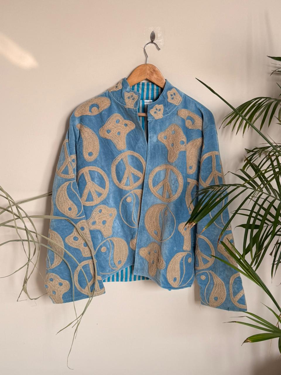 Velvet Yin-Yang Patchworked Jacket