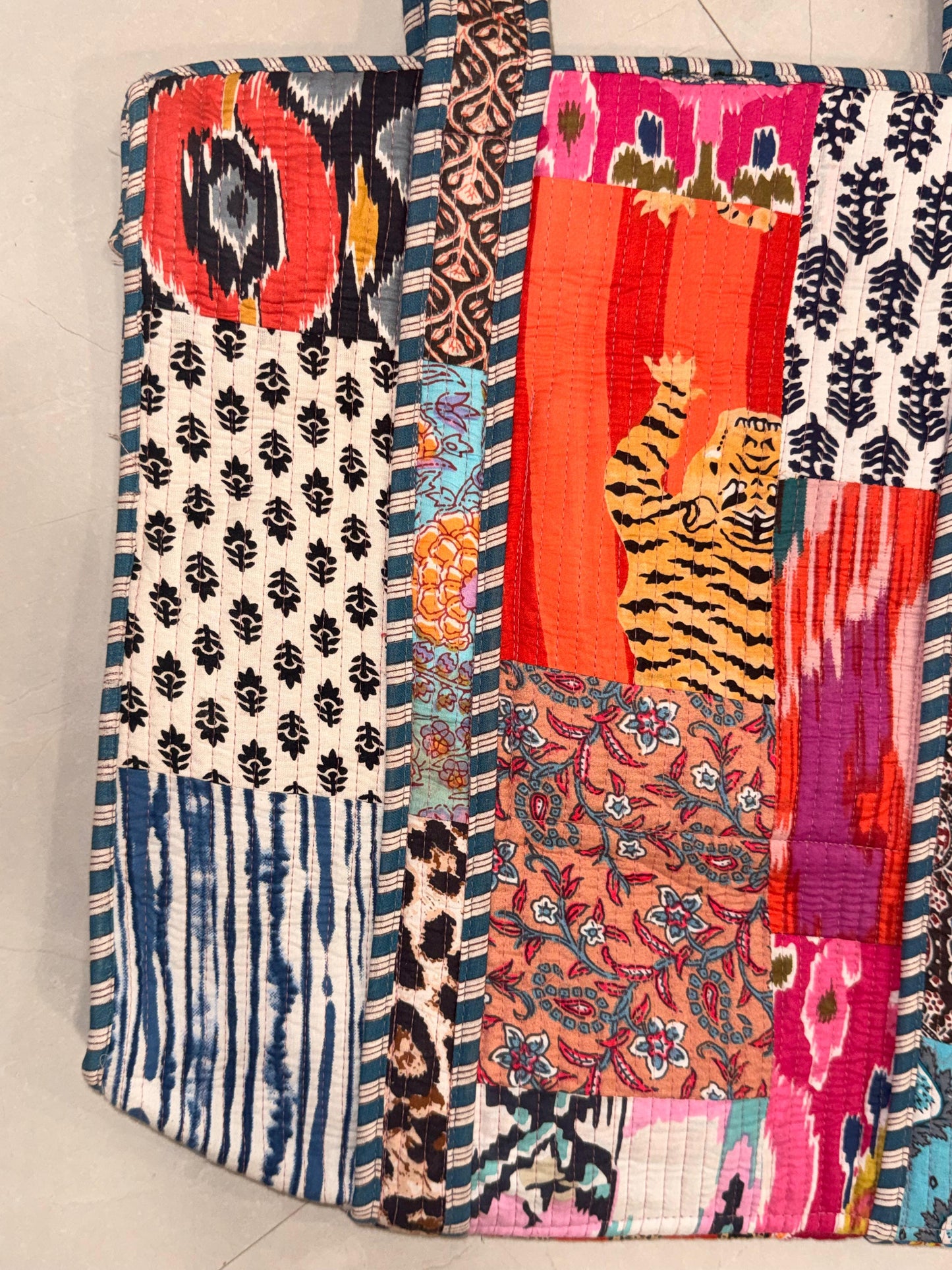 Indian Patchworked Reworked Quilted large tote