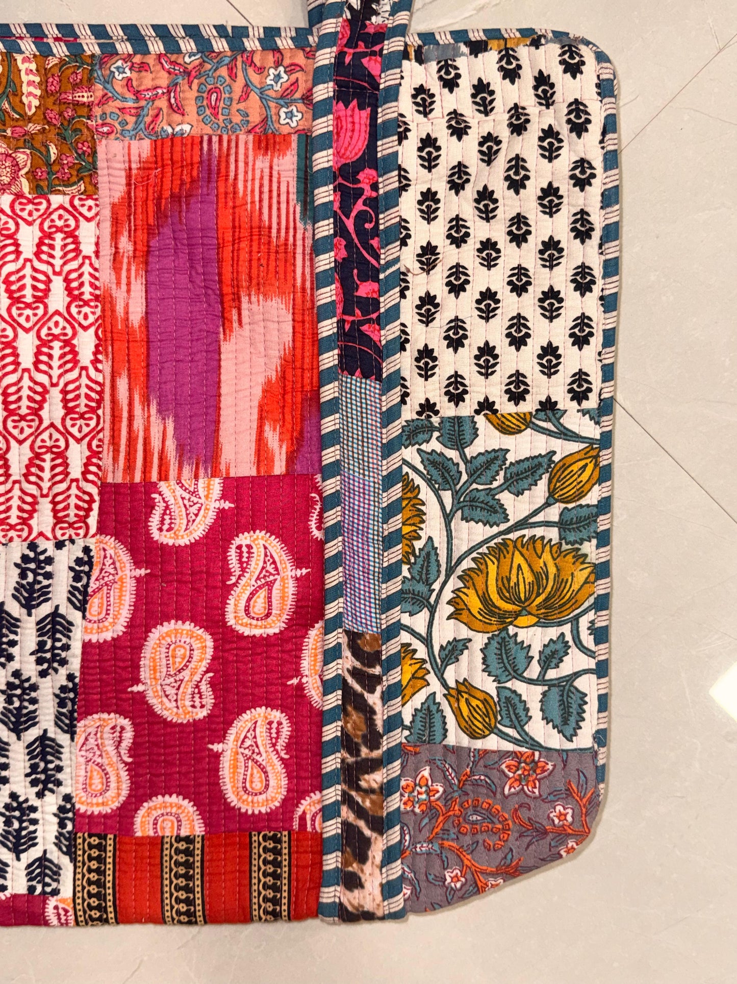 Indian Patchworked Reworked Quilted large tote