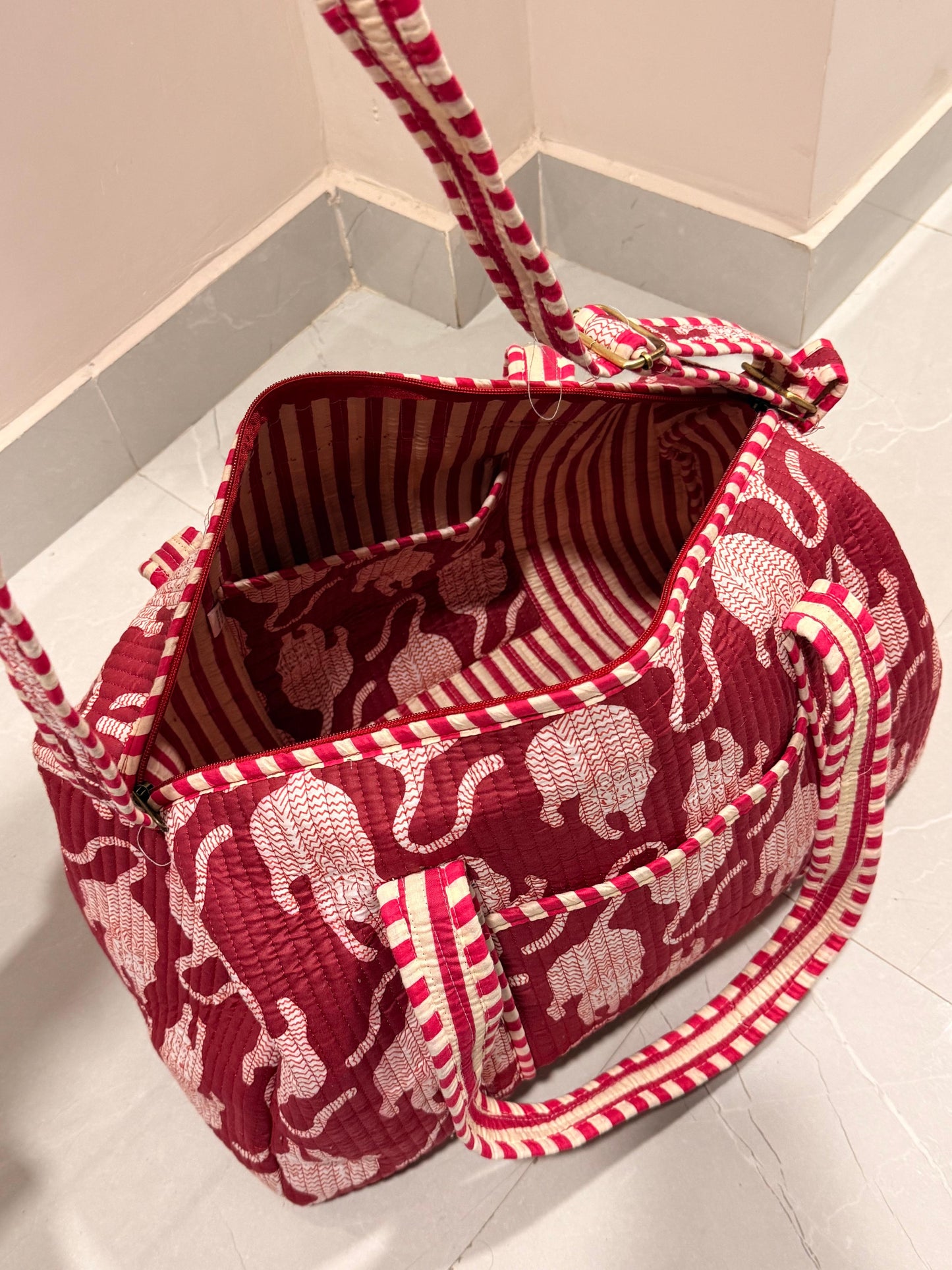 Indian Patchworked Quilted Duffle Bag - 4 (XL)