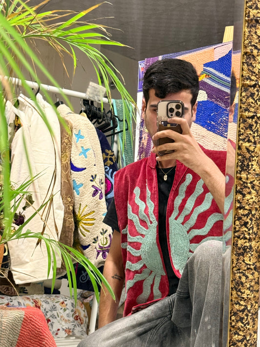 Sun embroided vest