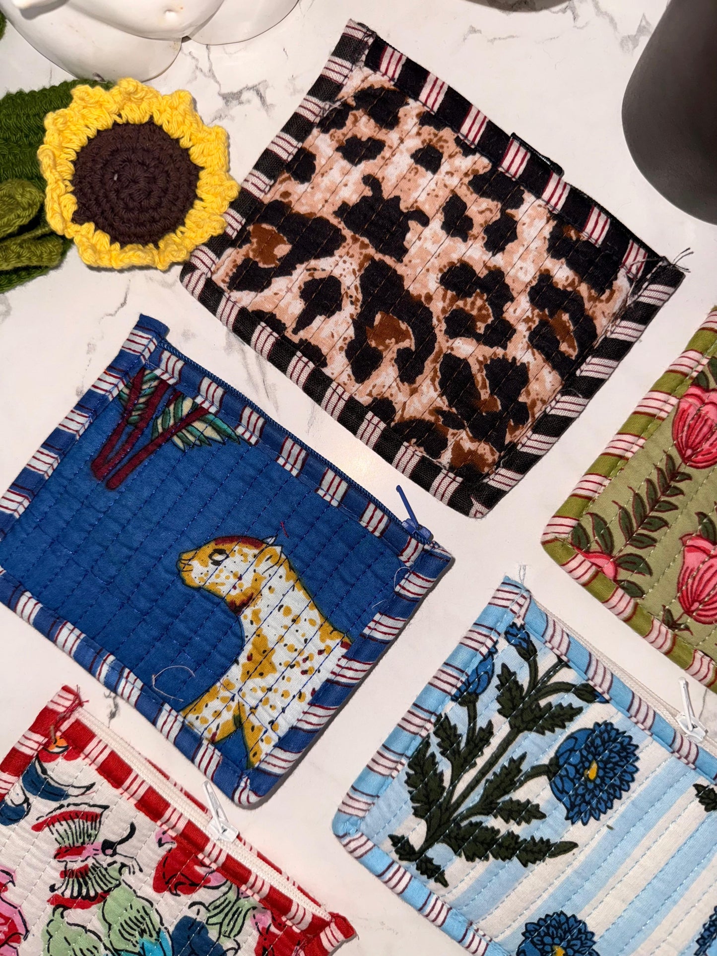 Indian Blockprinted Coin Pouches or Card Holders