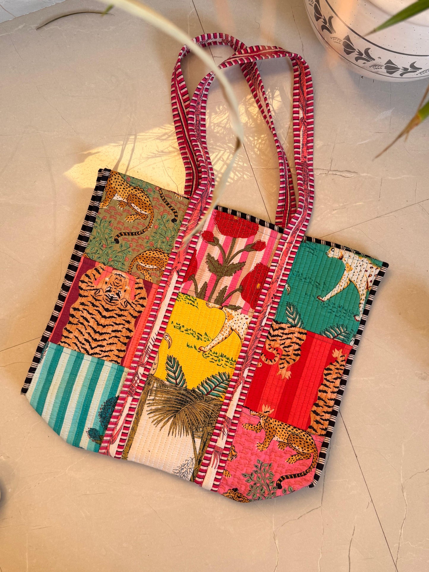 Indian Multi Patchworked Reworked large tote