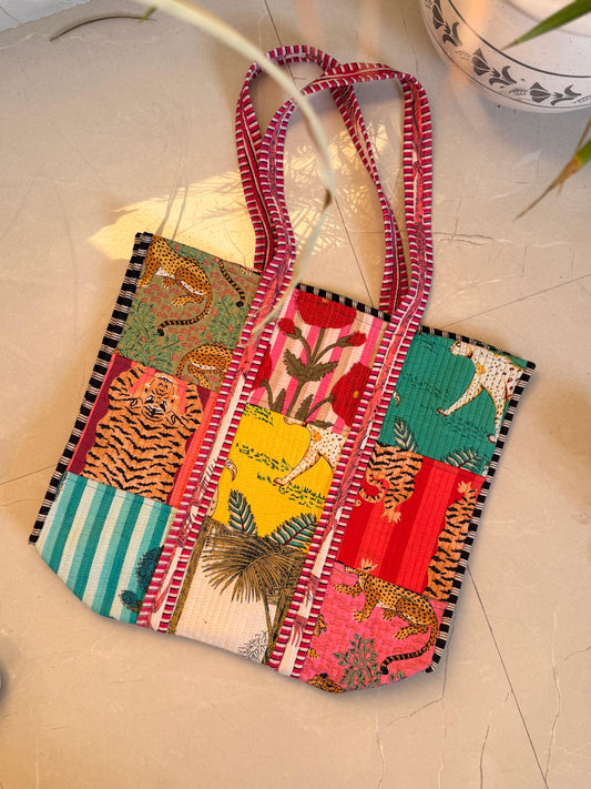 Indian Multi Patchworked Reworked large tote