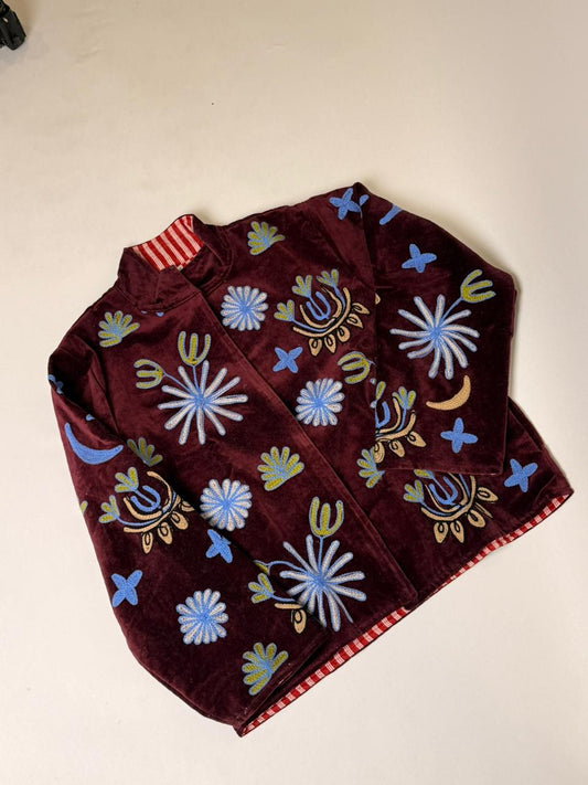 Velvet Patchworked Embroidery Jacket