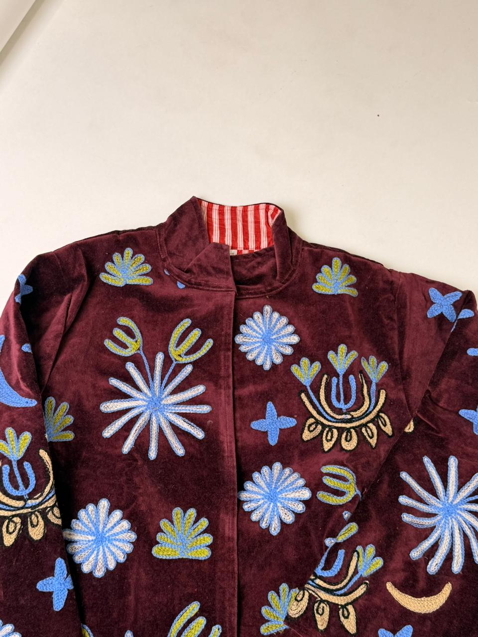Velvet Patchworked Embroidery Jacket