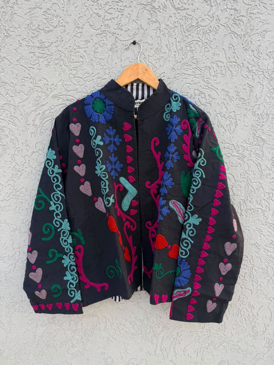 Vintage Kantha Cat Embroided jacket