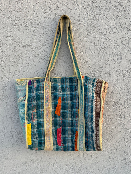1 of 1 Kantha bedsheet tote XL